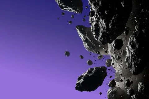 Night Sky Blue Gradient with Asteroid Cluster Stock Illustration