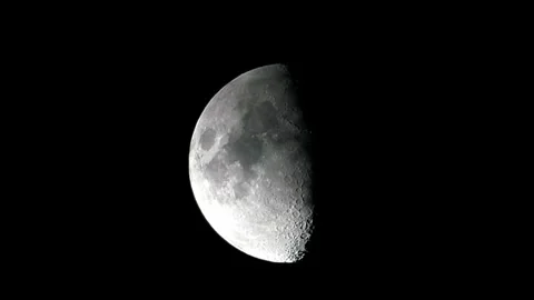 Night Sky Celestial Body Half Moon Crescent Phase Video stock 309543920