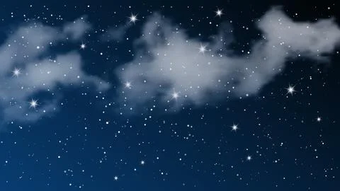 Night sky with clouds and many stars Stock-Illustration