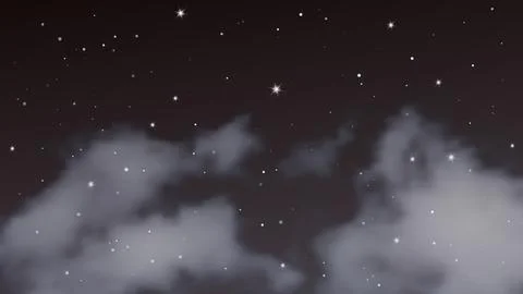 Night sky with clouds and many stars Stock-Illustration