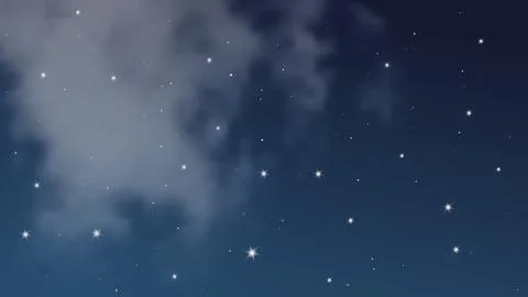 Night sky with clouds and many stars Stock Illustration