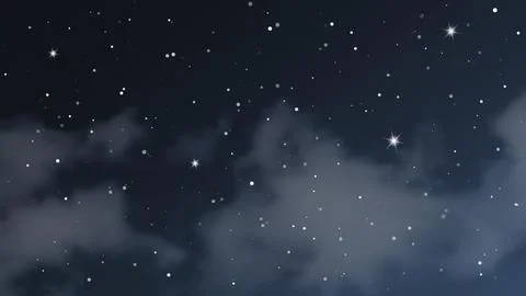 Night sky with clouds and many stars Illustrazione stock