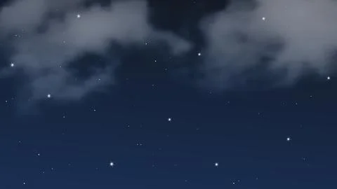 Night sky with clouds and many stars Stock Illustration