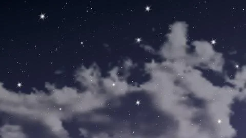 Night sky with clouds and many stars Stock Illustration