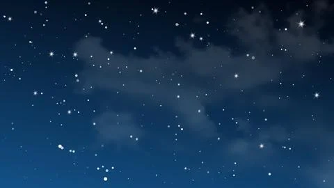 Night sky with clouds and many stars Stock Illustration