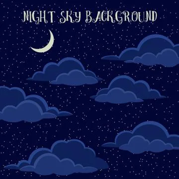 Night Sky with Clouds Stock Illustration