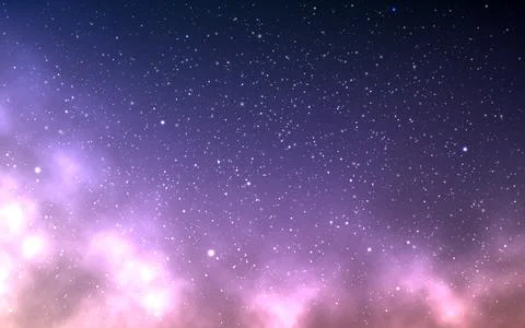 Night sky with clouds. Romantic starry background. Realistic color nebula with Stock Illustration