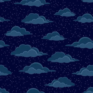 Night Sky with Clouds, Seamless Stock Illustration