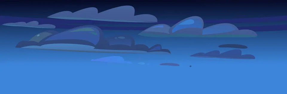 Night sky clouds vector. Illustration in cartoon style flat design. Heavenly  스톡 일러스트