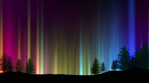 Night sky with colored light columns loop Stock Footage 195838753