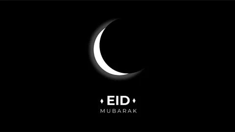 Night Sky with Crescent Moon and Eid Mubarak Greeting. Stock Illustration