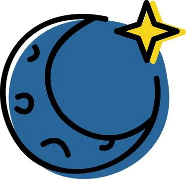 Night sky crescent moon with star Illustration