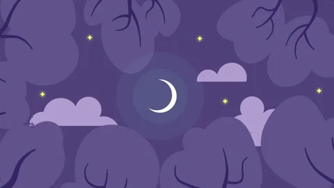 Night Sky With Crescent Moon Through Trees background Stock Footage 340471385