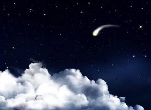 Night sky with falling comet Stock Illustration