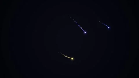 Night Sky Fireworks Display with Trails of Light and Sparkles Stock Footage 331926245