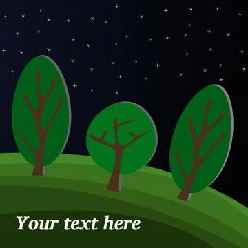 The Night Sky in the Forest.. Stock Illustration