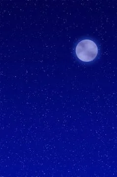 Night sky with full moon and stars Stock Illustration