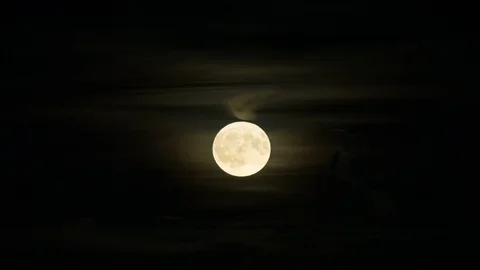 Night sky with full moon in the clouds, time lapse Stock Footage 105402874