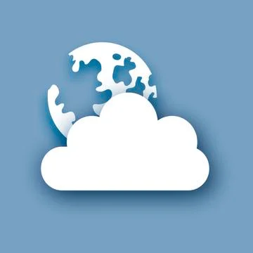 Night sky with Full Moon. Cloudy sky. Stars. Paper cut Weather. Stock Illustration