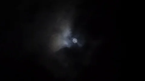 Night Sky Full Moon with Running Clouds. Grain Noise Effect Halloween Footage Stock Footage 82104680