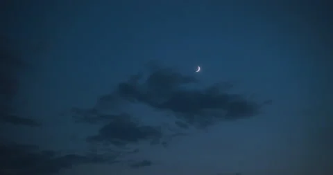 Night sky with glowing moon Stock Footage 136437979