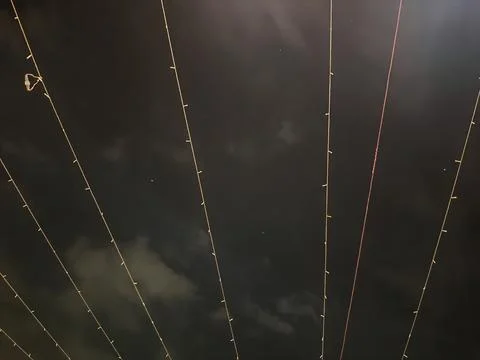 Night Sky with Hanging String Lights Stock Photos