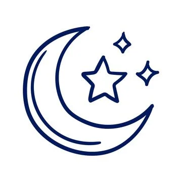 Night Sky Icon with Crescent Moon and Stars Stock Illustration