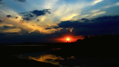 Night Sky Landscape with Subtle Sunset Glow and Distant Lights Stock Footage 310923215