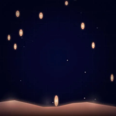 Night Sky Lanterns Floating Over Hills: Serene Evening Celebration Stock Footage 347811519