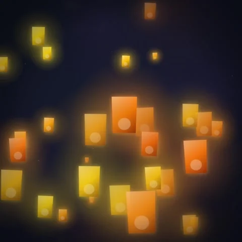 Night Sky Lanterns Floating Upwards - Warm Orange Yellow Glow, Celebration,.. Stock Footage 348199554