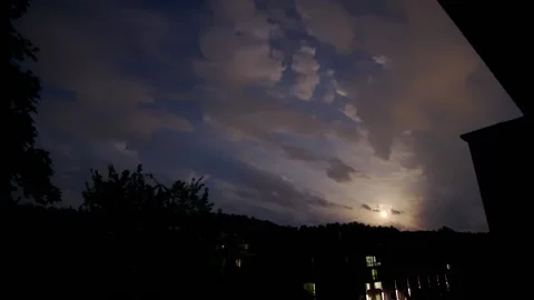 Night Sky Moon Clouds City Stock Footage 166800753