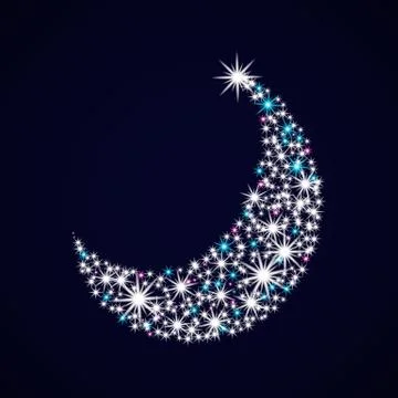 Night sky with moon. Ilustração Stock