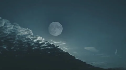 Night Sky. Moon. Slow motion of clouds. Stock Footage 62780026
