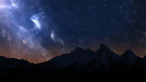 Night sky in the mountains, time-lapse Stock Footage 87244875