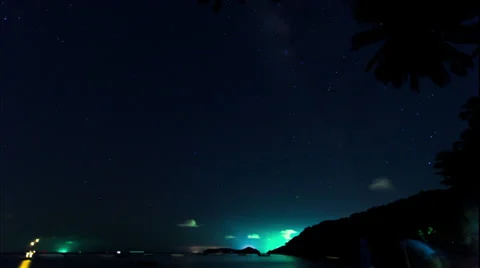 Night Sky over Beach Timelape Stock Footage