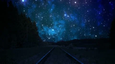 Night Sky over rails Stock Footage 21476096