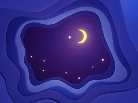 Night sky papercut background Stock Illustration