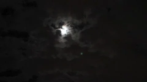 Night Sky with Passing Clouds and Full Blue Moon Stock Footage 957021