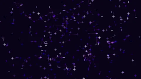 Night sky with random flying rainbow confetti Stock Footage 242610619