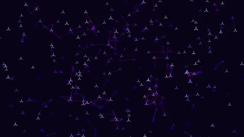 Night sky with random flying rainbow confetti Stock Footage 242610912