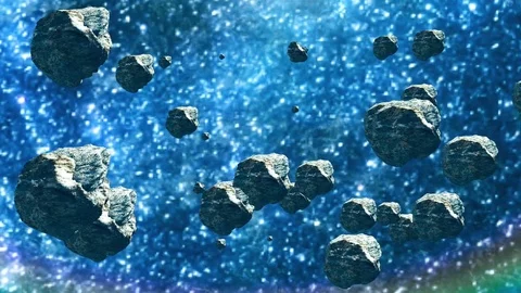 Night Sky Space and Asteroids Stock Footage 76761402
