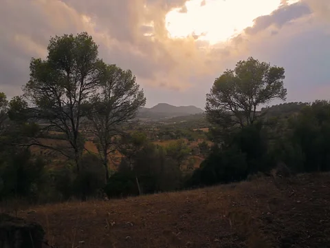 The night sky of Spain in the suburbs of Cala Mendia Vídeo Stock 75985028
