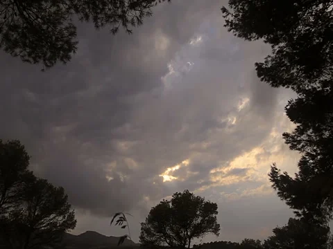 The night sky of Spain in the suburbs of Cala Mendia Stock Footage 75985115
