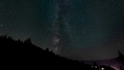 Night sky star, time lapse, moving sky, Milky Way, shooting stars, light trail Stock Footage 209501456