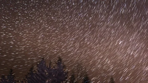 Night sky with star trails. 4k time lapse. Stock Footage 100201965