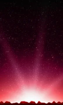 Night sky with stars. Abstract vector background with mountain landscape and  Stock Illustration