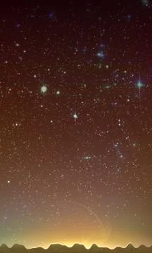 Night sky with stars. Abstract vector background with mountain landscape and  Stock Illustration