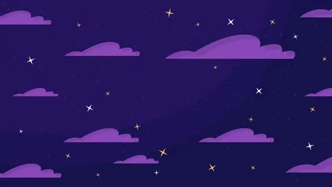 Night sky with stars and clouds cartoon animation Stock Footage 301891185