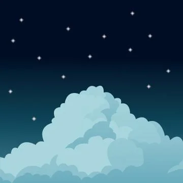 Night sky stars cloud Stock Illustration