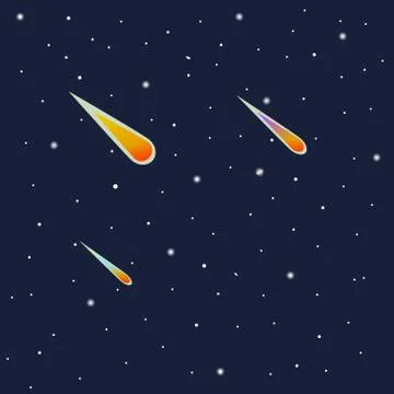 Night sky with stars, falling comets vector Stock Illustration